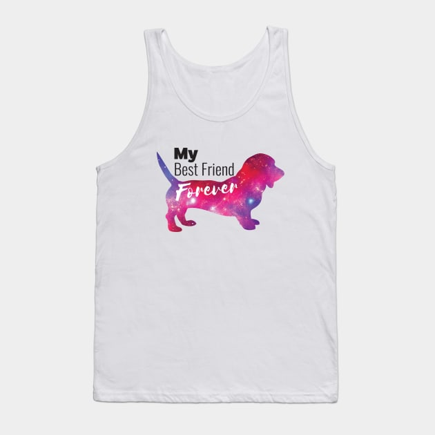 BFF: My Best Friend is a Basset Hound Dog Space Tank Top by spacedust